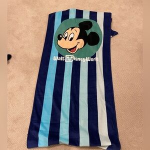 Disney Blue and Teal Striped Beach Towel with Mickey Mouse
